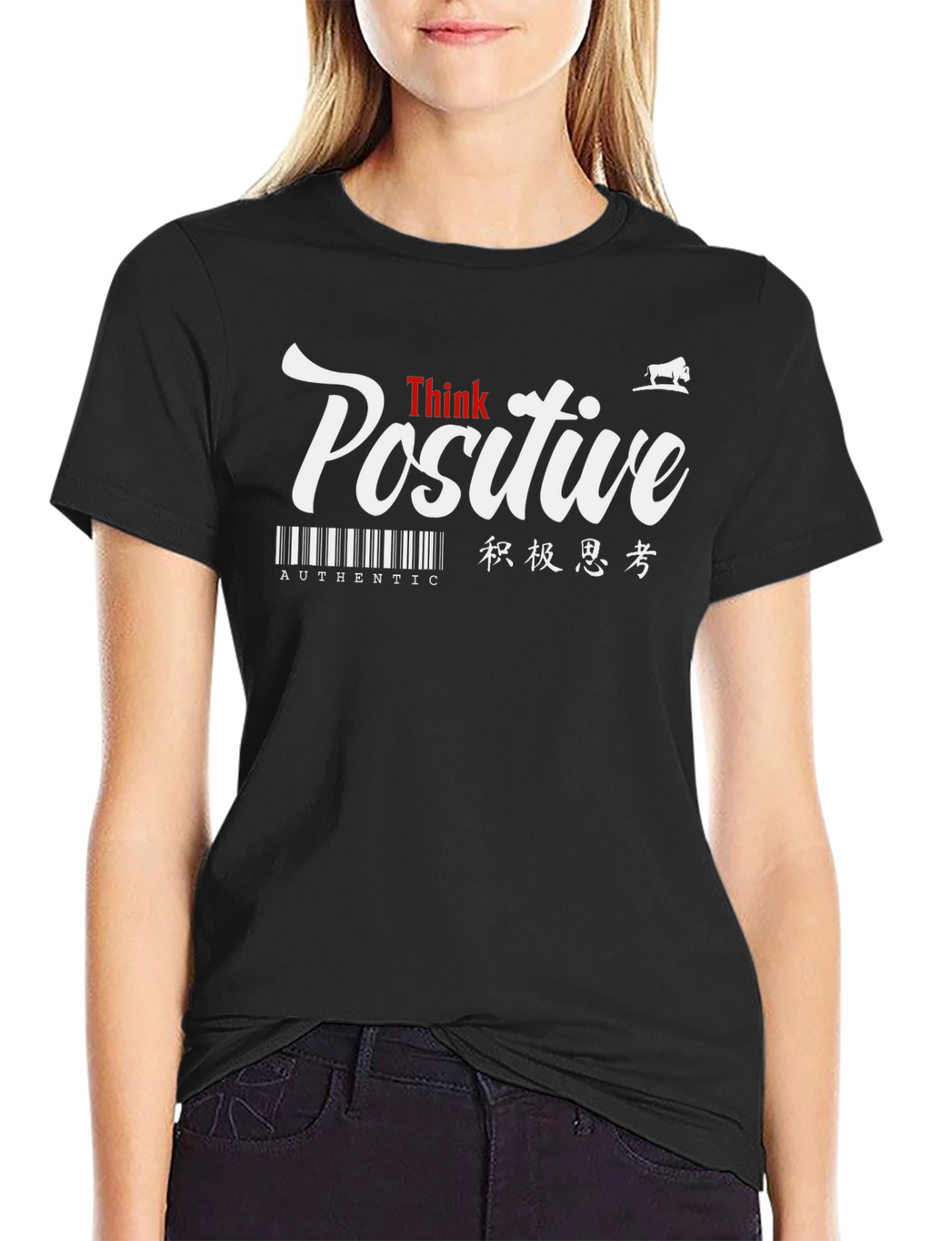 Think Positive Graphic T-Shirt - Black