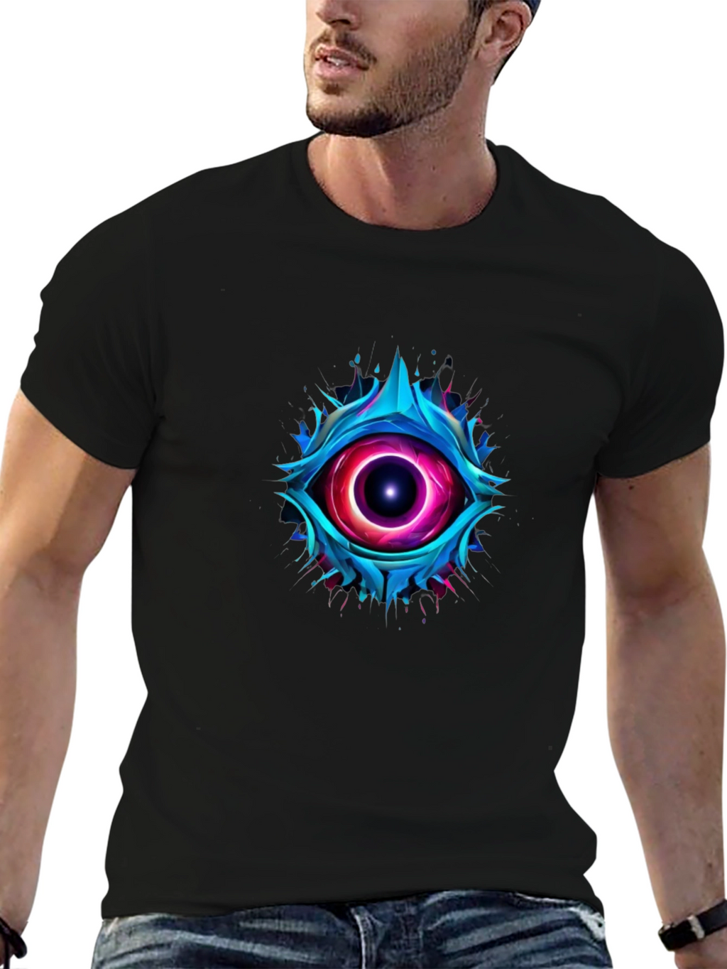 Abstract Eye Graphic T-Shirt - Mens Black Tee