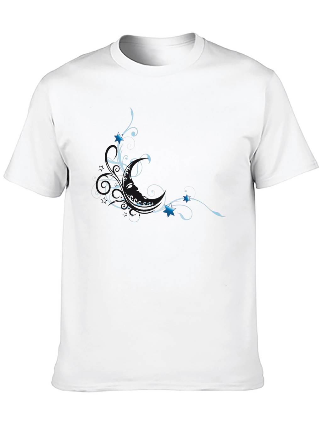 Mens Black Tee with Star Swirl Design