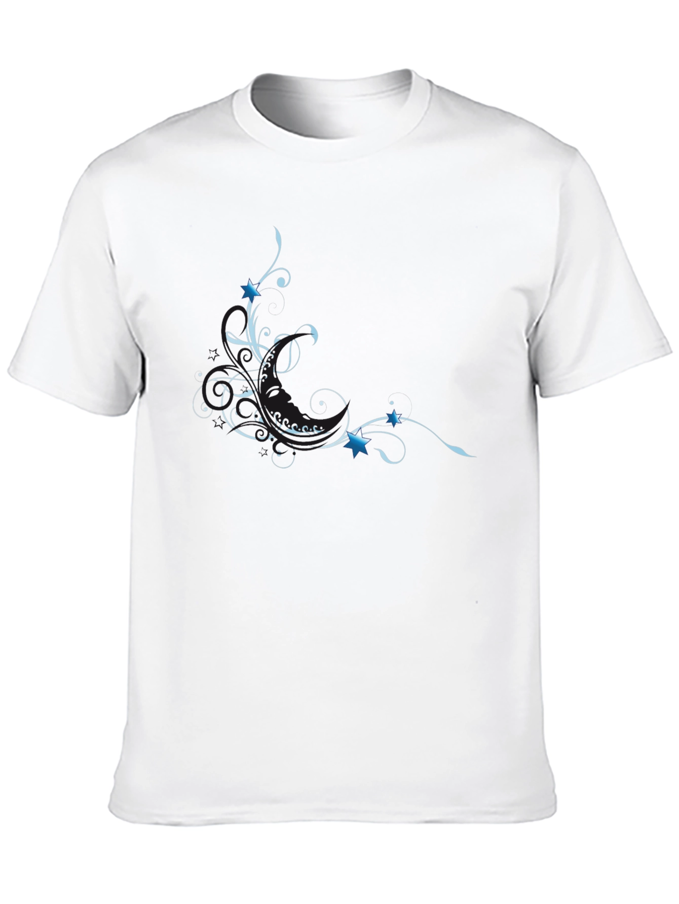 Mens Black Tee with Star Swirl Design