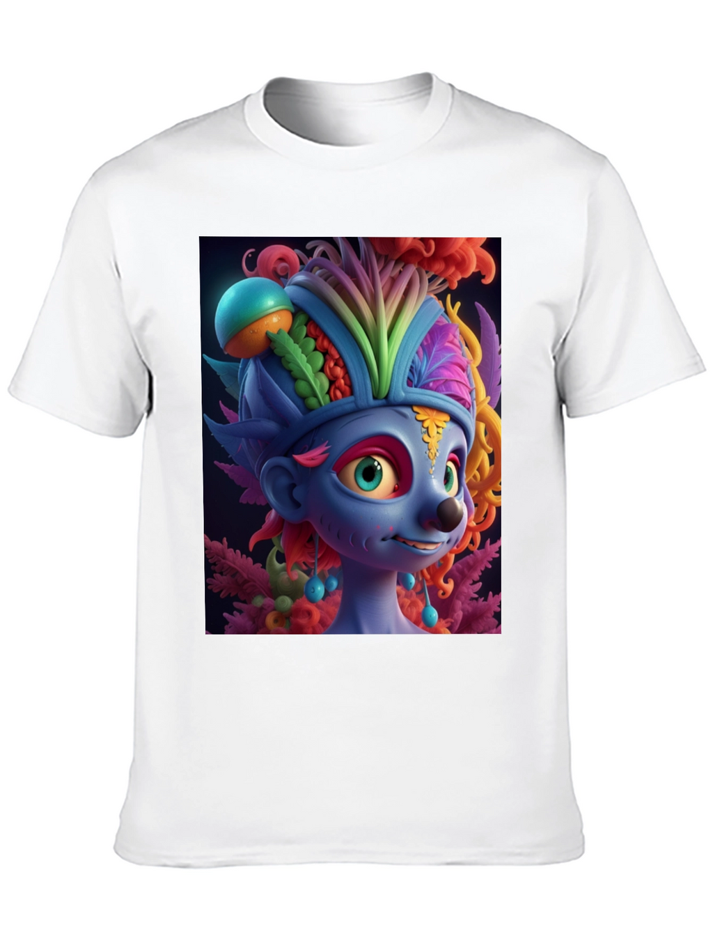 Troll Character Graphic Tee - Black Cotton Blend