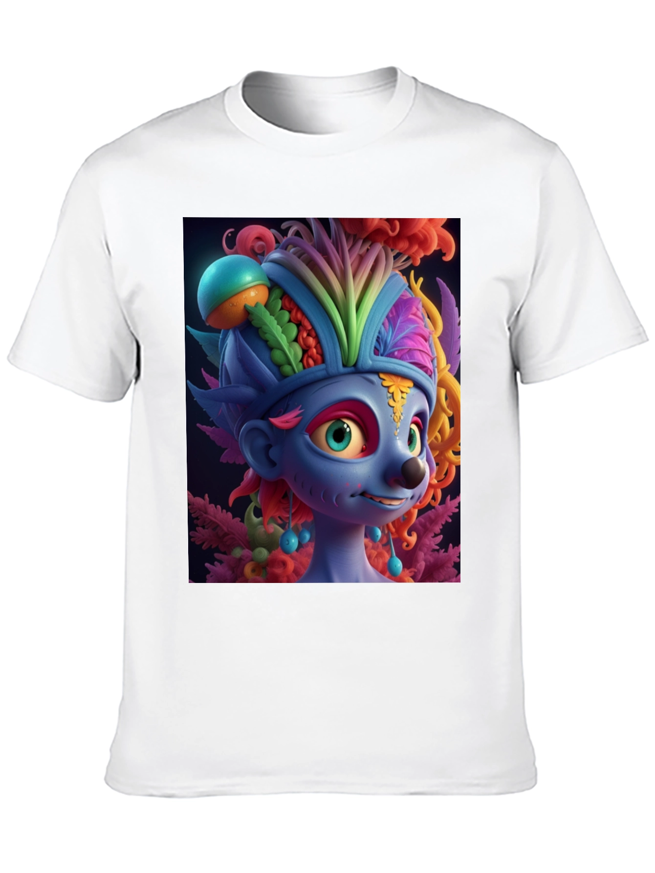 Troll Character Graphic Tee - Black Cotton Blend