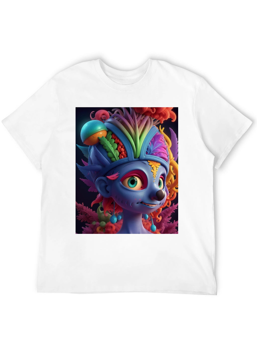Troll Character Graphic Tee - Black Cotton Blend