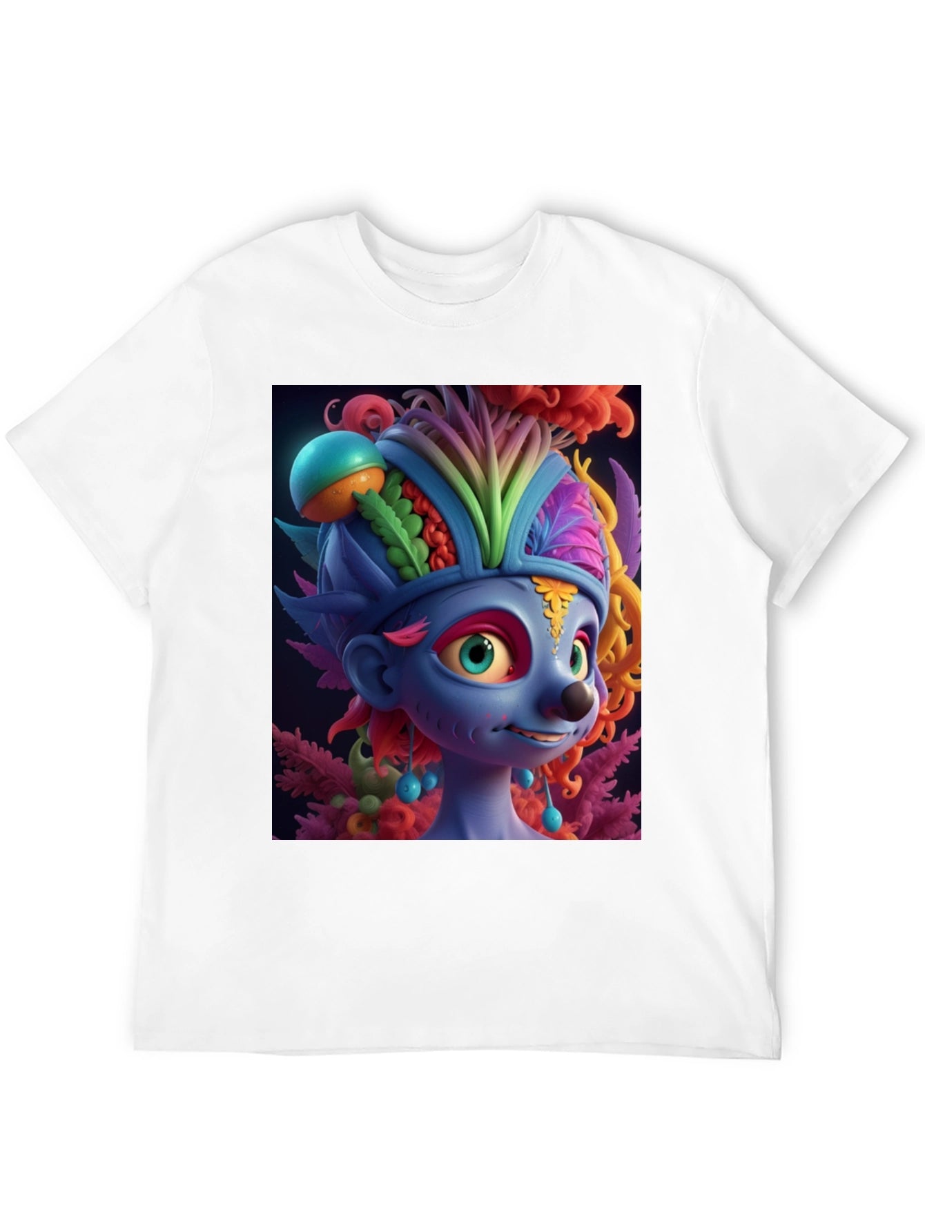Troll Character Graphic Tee - Black Cotton Blend