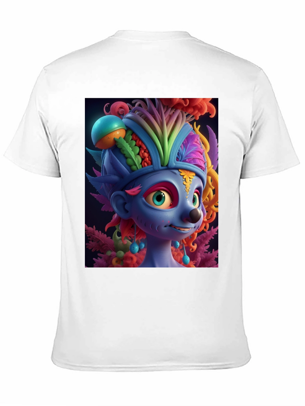 Troll Character Graphic Tee - Black Cotton Blend