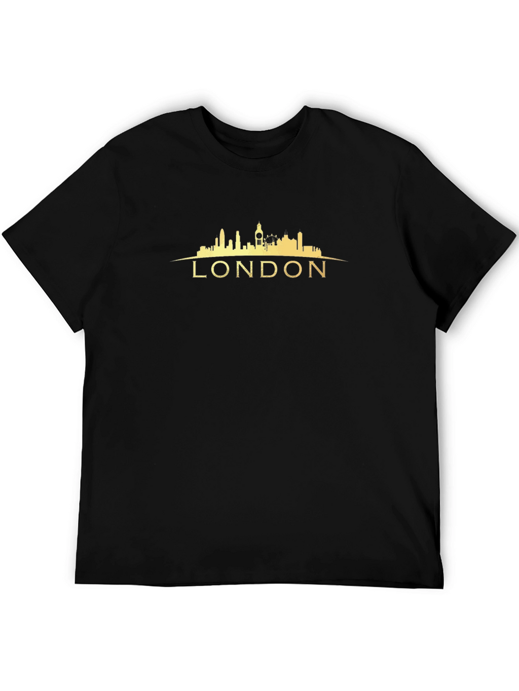 London Skyline Graphic Tee - Black Cotton T-Shirt