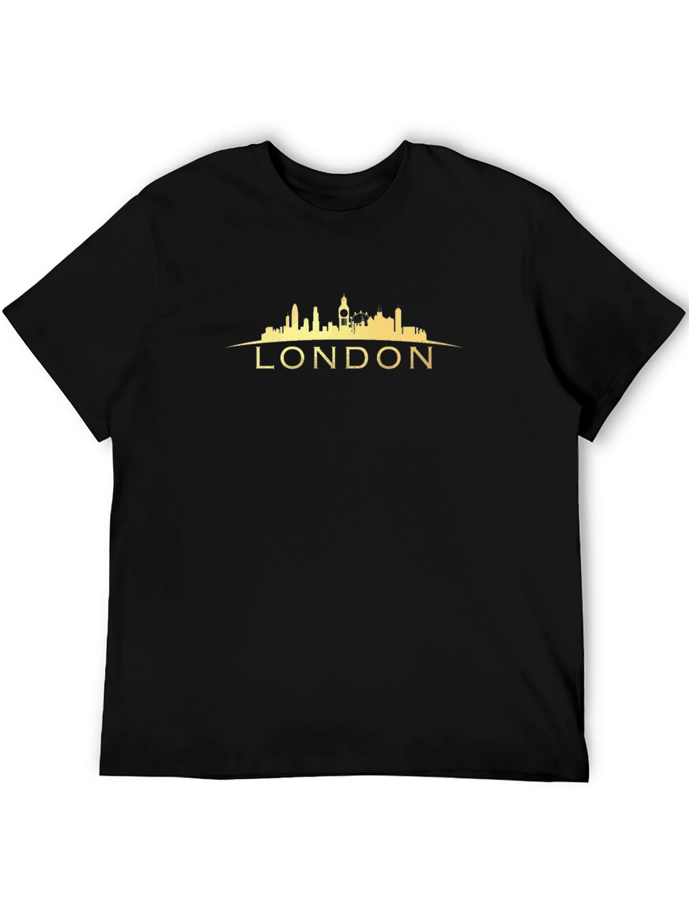 London Skyline Graphic Tee - Black Cotton T-Shirt