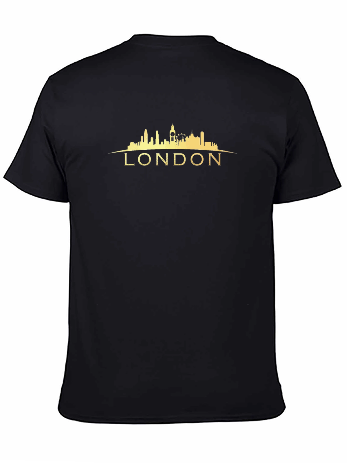London Skyline Graphic Tee - Black Cotton T-Shirt
