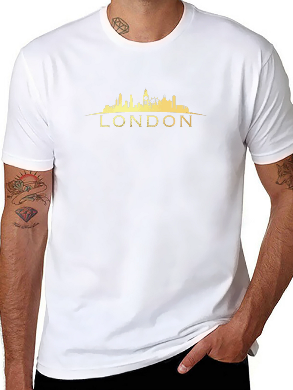 London Skyline Graphic Tee - Black Cotton T-Shirt