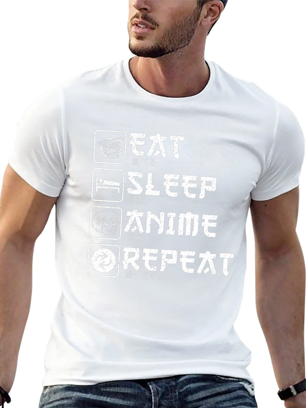 Eat Sleep Anime Repeat Graphic T-Shirt