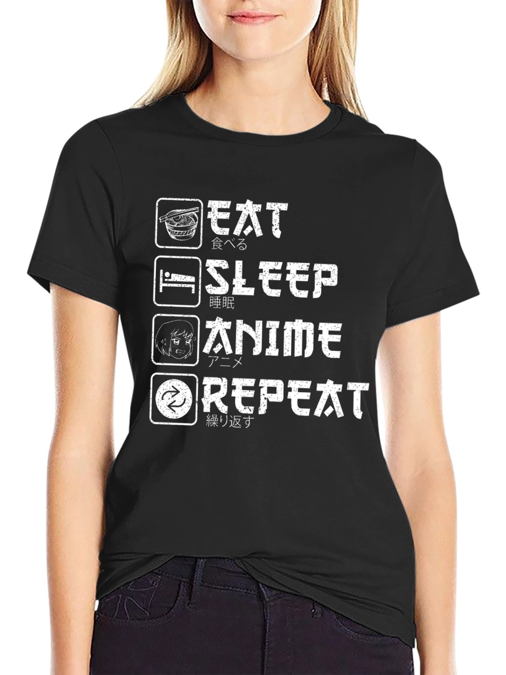 Eat Sleep Anime Repeat Graphic T-Shirt