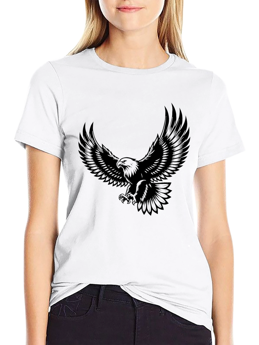 Mens Black Eagle Graphic Tee - Short Sleeve