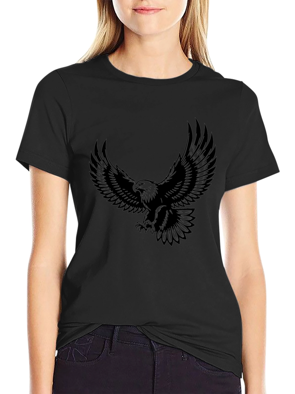 Mens Black Eagle Graphic Tee - Short Sleeve