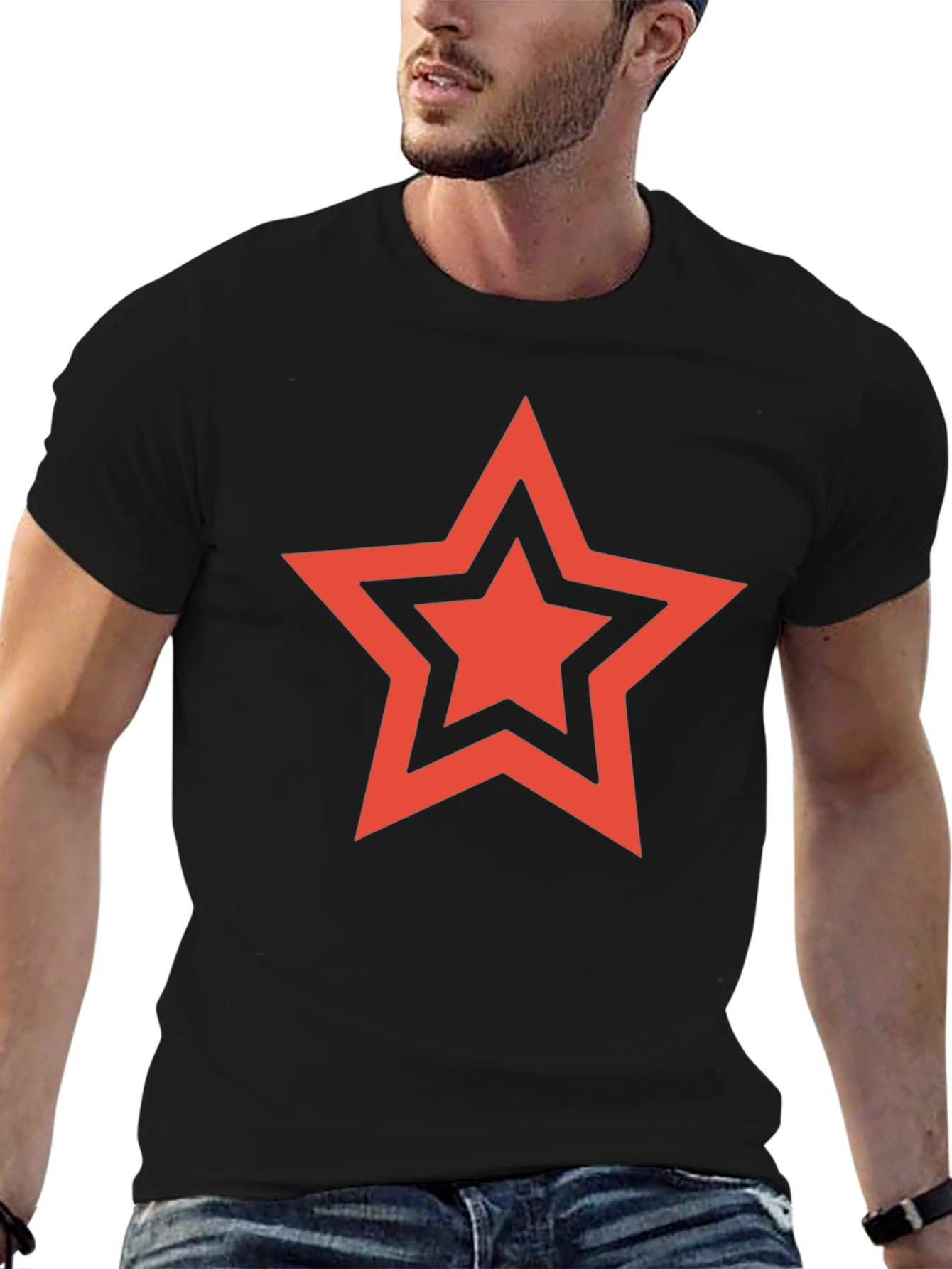 Red Star Graphic Black T-Shirt