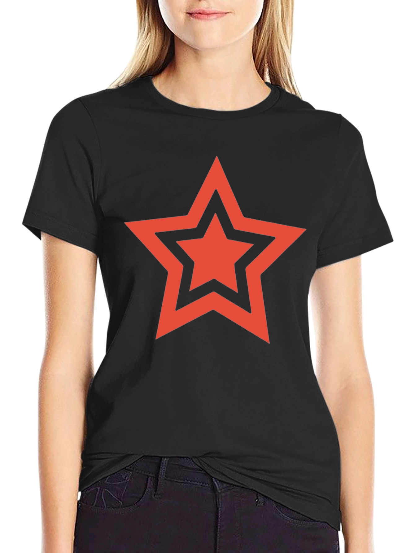 Red Star Graphic Black T-Shirt