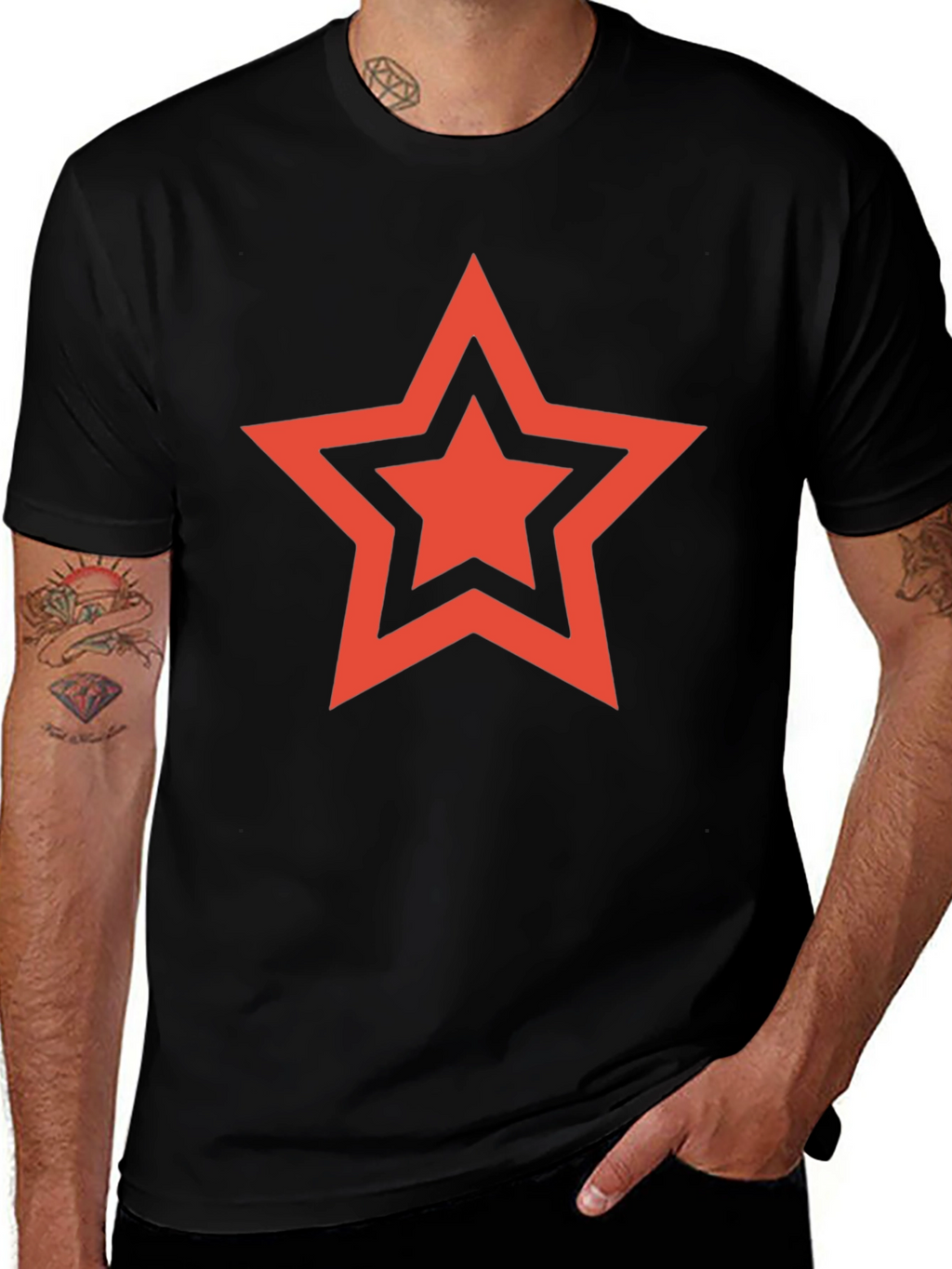 Red Star Graphic Black T-Shirt