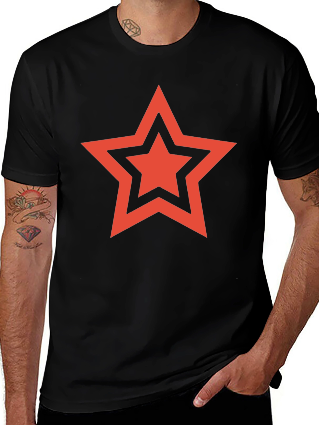 Red Star Graphic Black T-Shirt