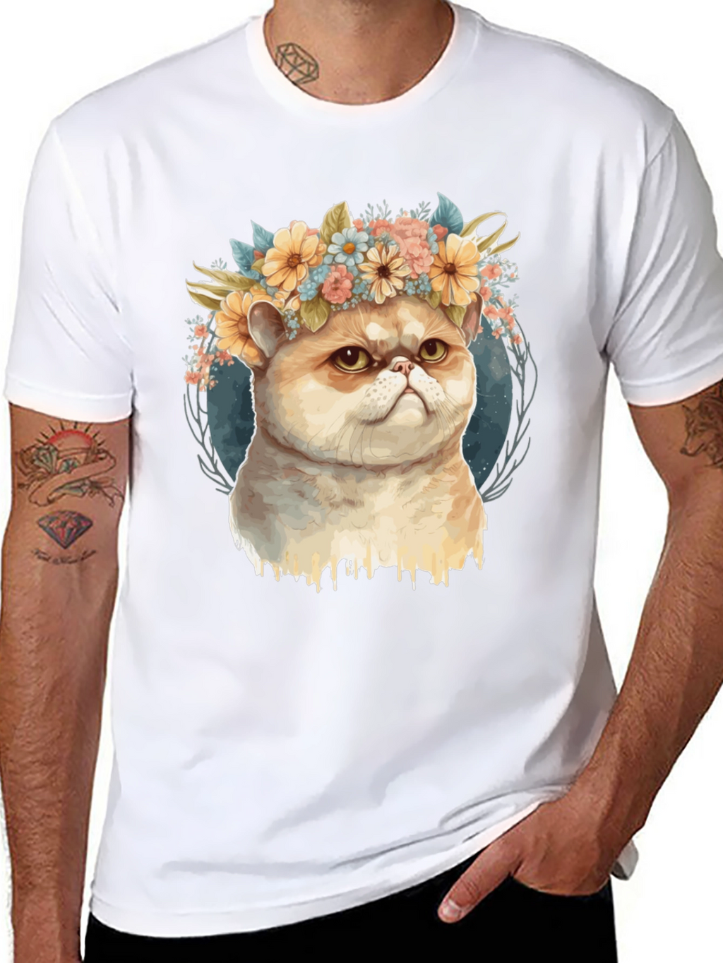 Cute Cat Flower Crown T-Shirt