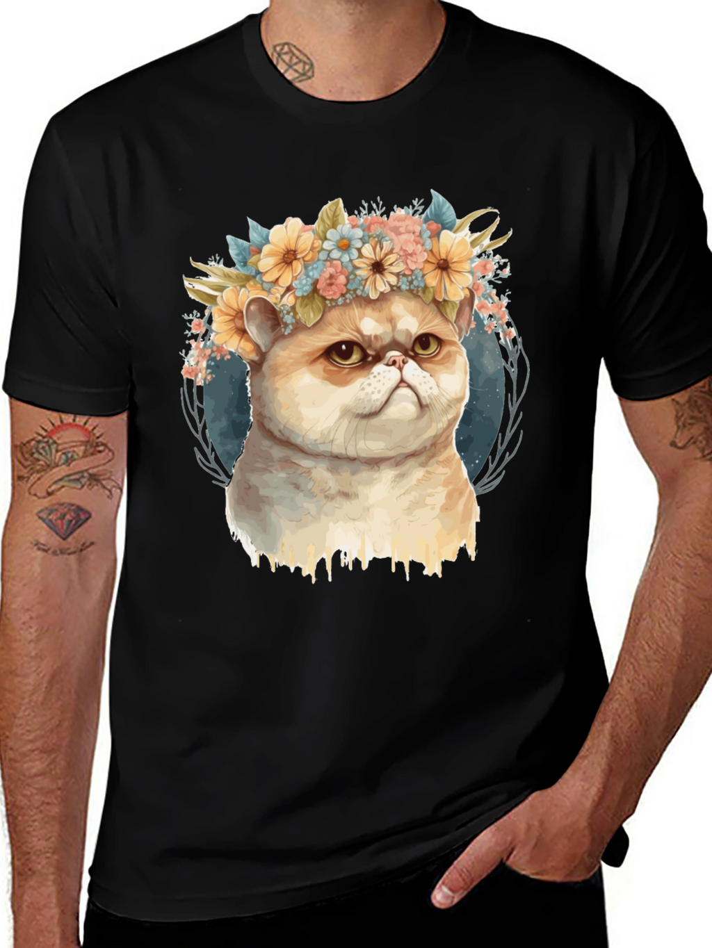Cute Cat Flower Crown T-Shirt