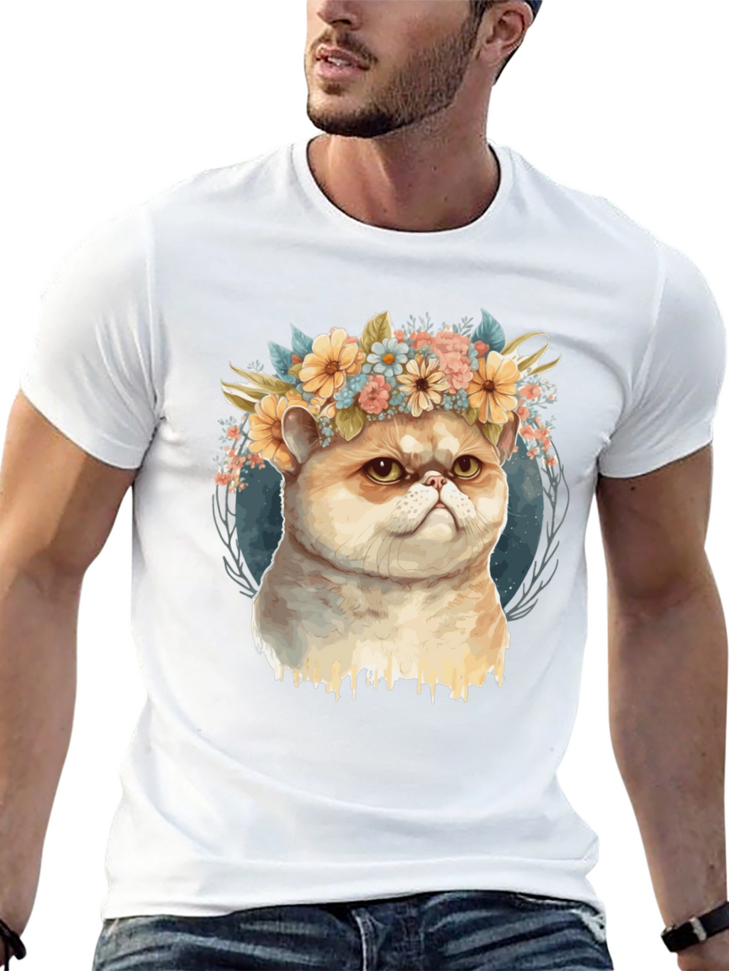 Cute Cat Flower Crown T-Shirt