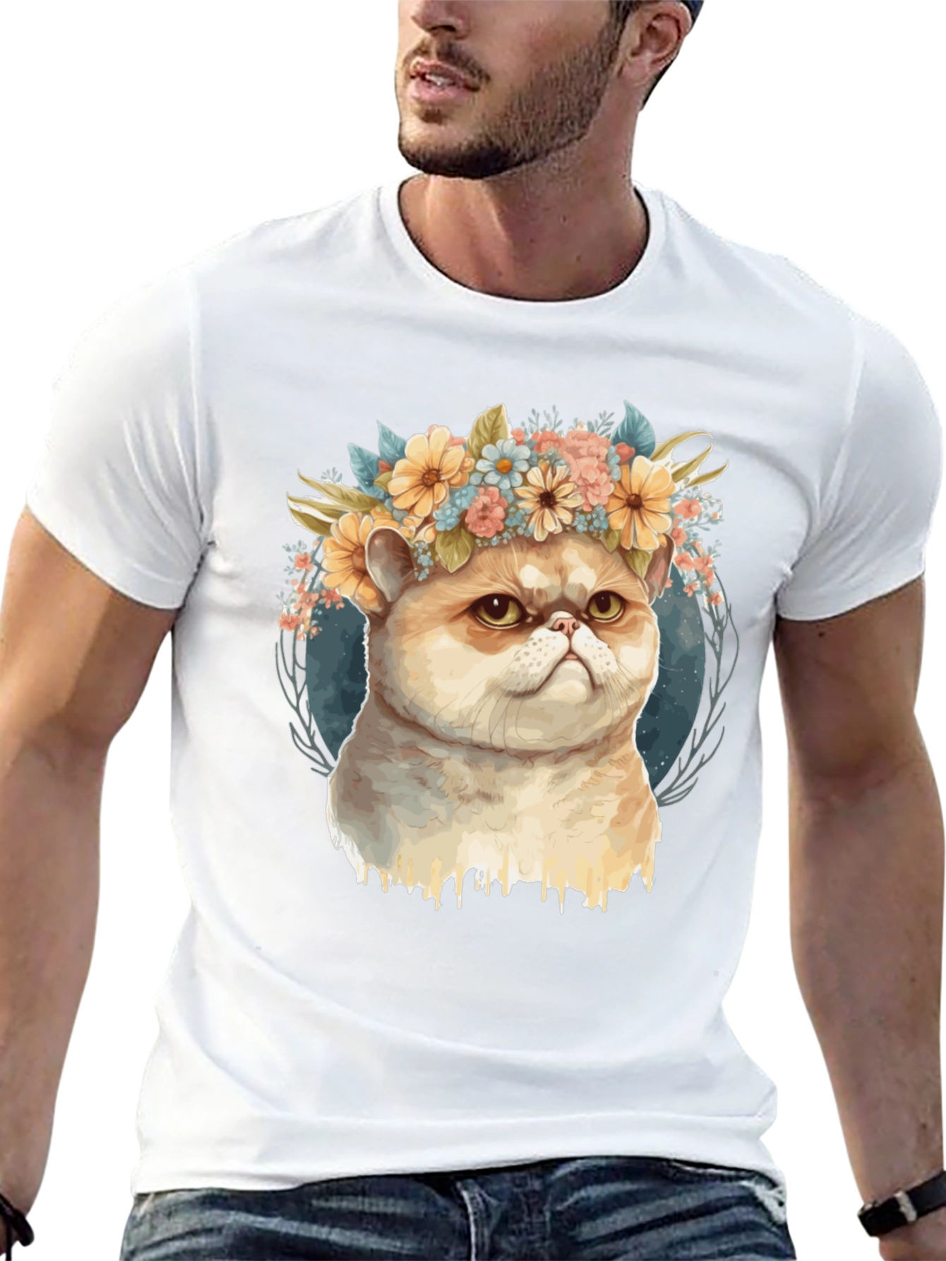 Cute Cat Flower Crown T-Shirt