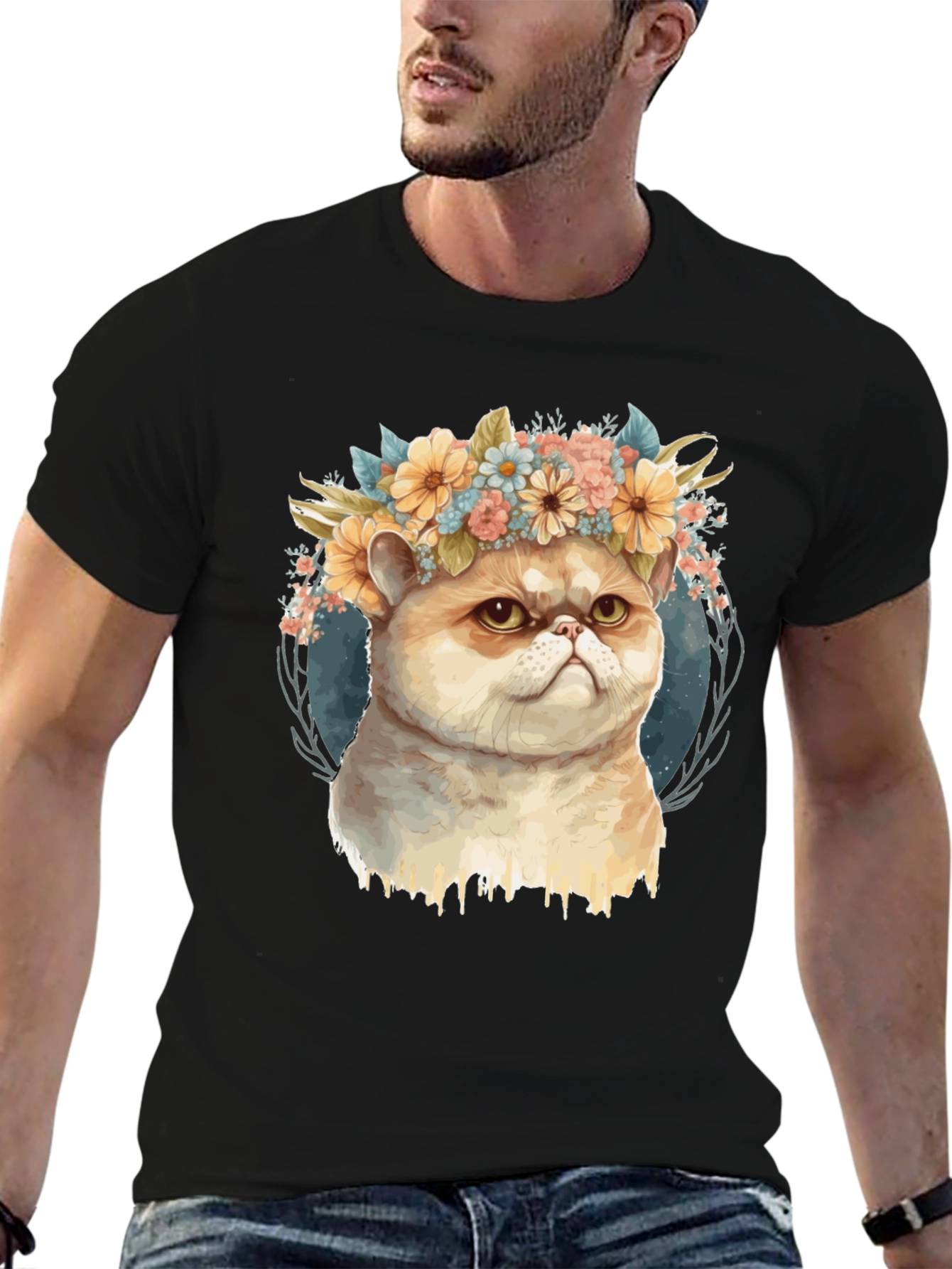 Cute Cat Flower Crown T-Shirt