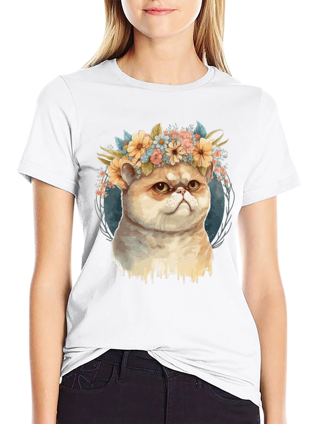 Cute Cat Flower Crown T-Shirt