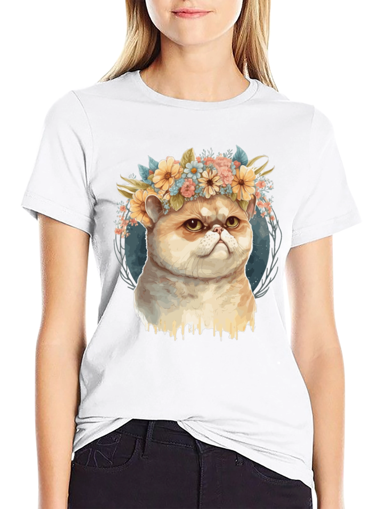 Cute Cat Flower Crown T-Shirt