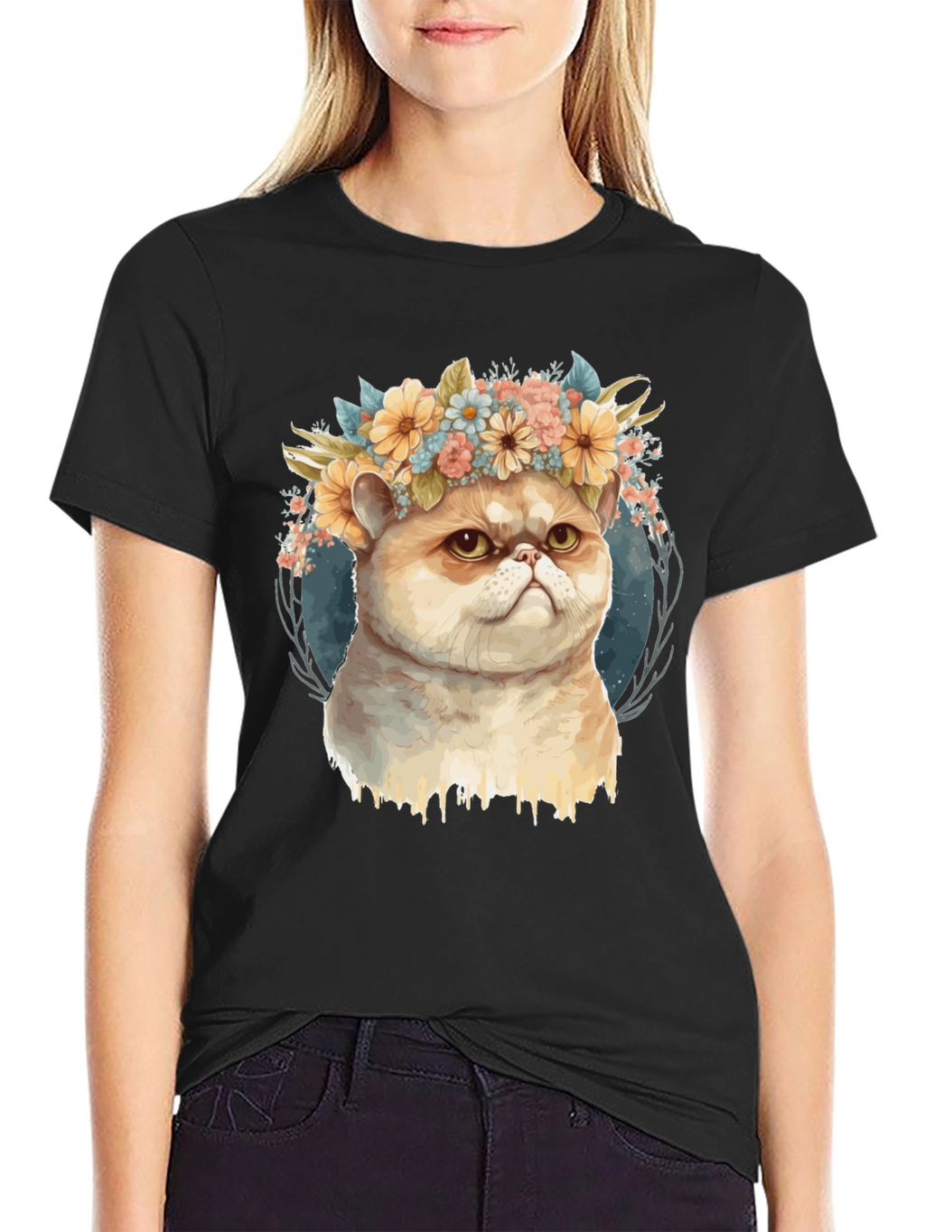 Cute Cat Flower Crown T-Shirt