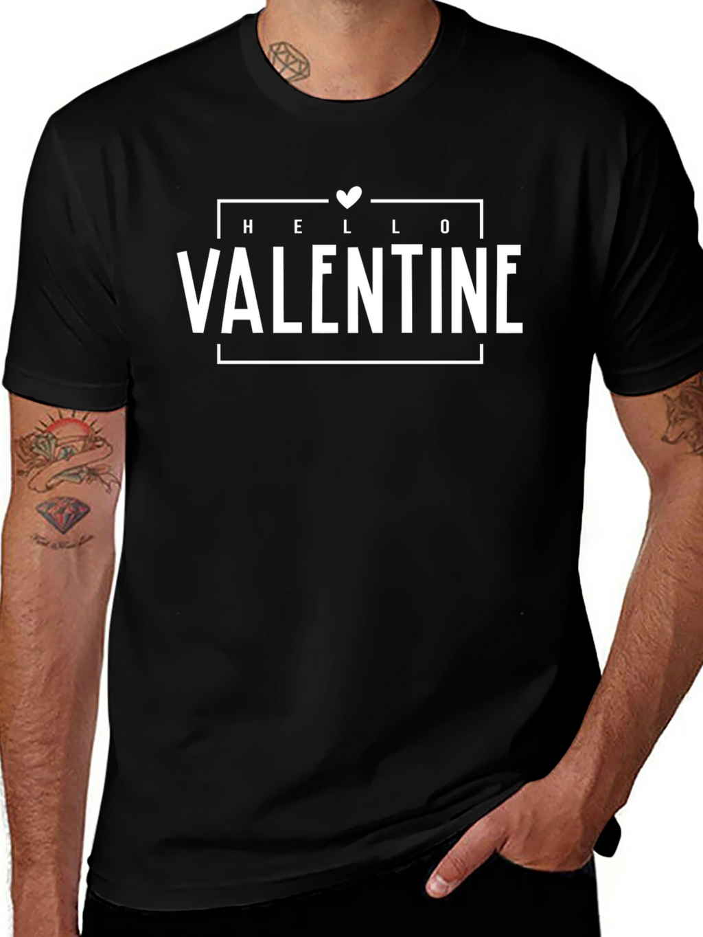 Hello Valentine Graphic T-Shirt - Black