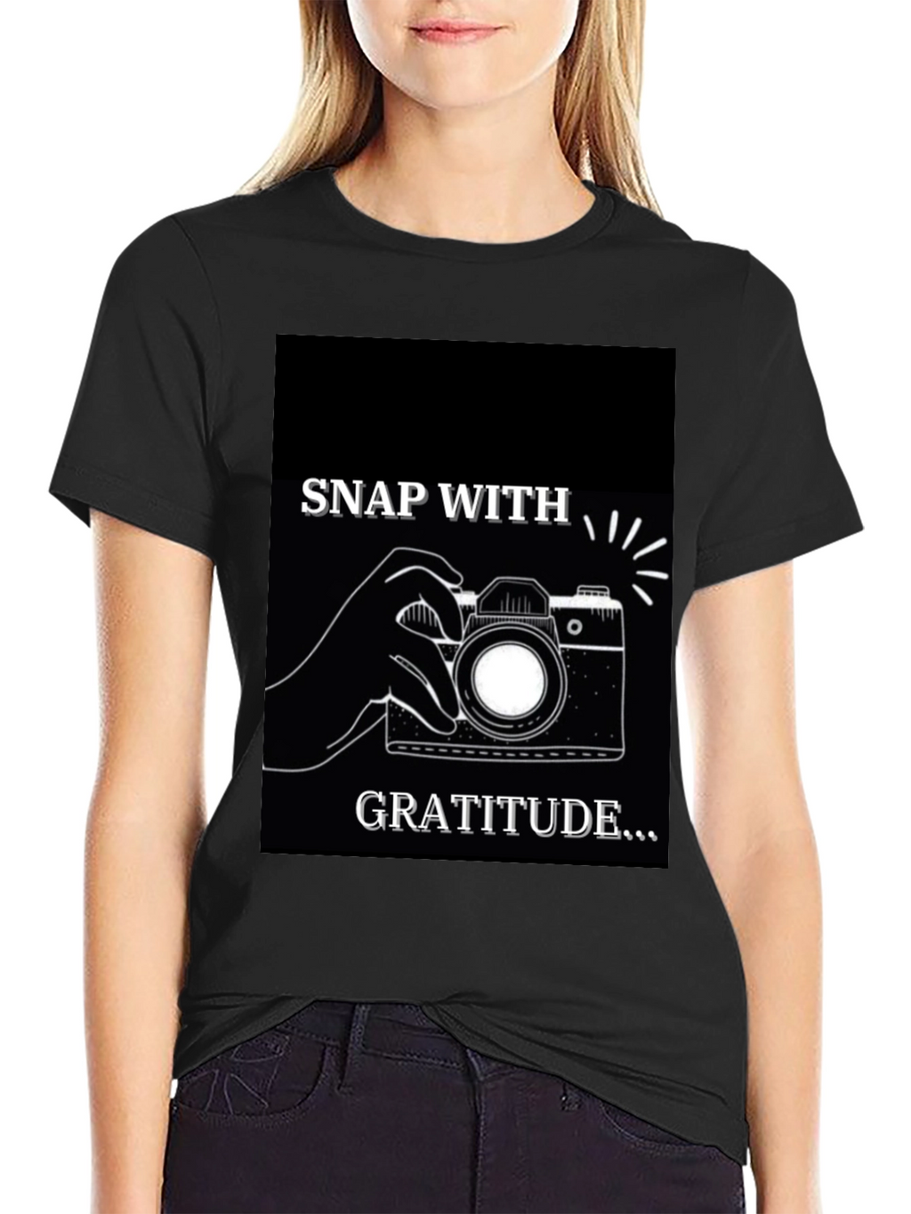 Snap With Gratitude Graphic T-Shirt - Black