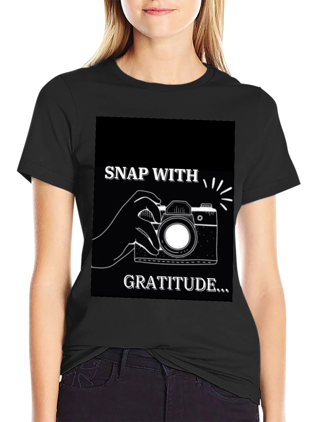 Snap With Gratitude Graphic T-Shirt - Black