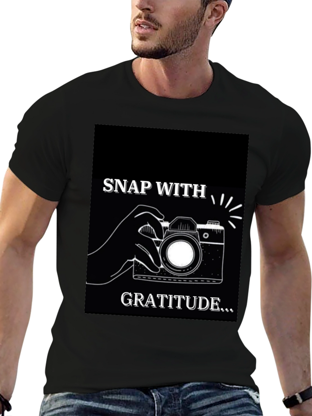 Snap With Gratitude Graphic T-Shirt - Black