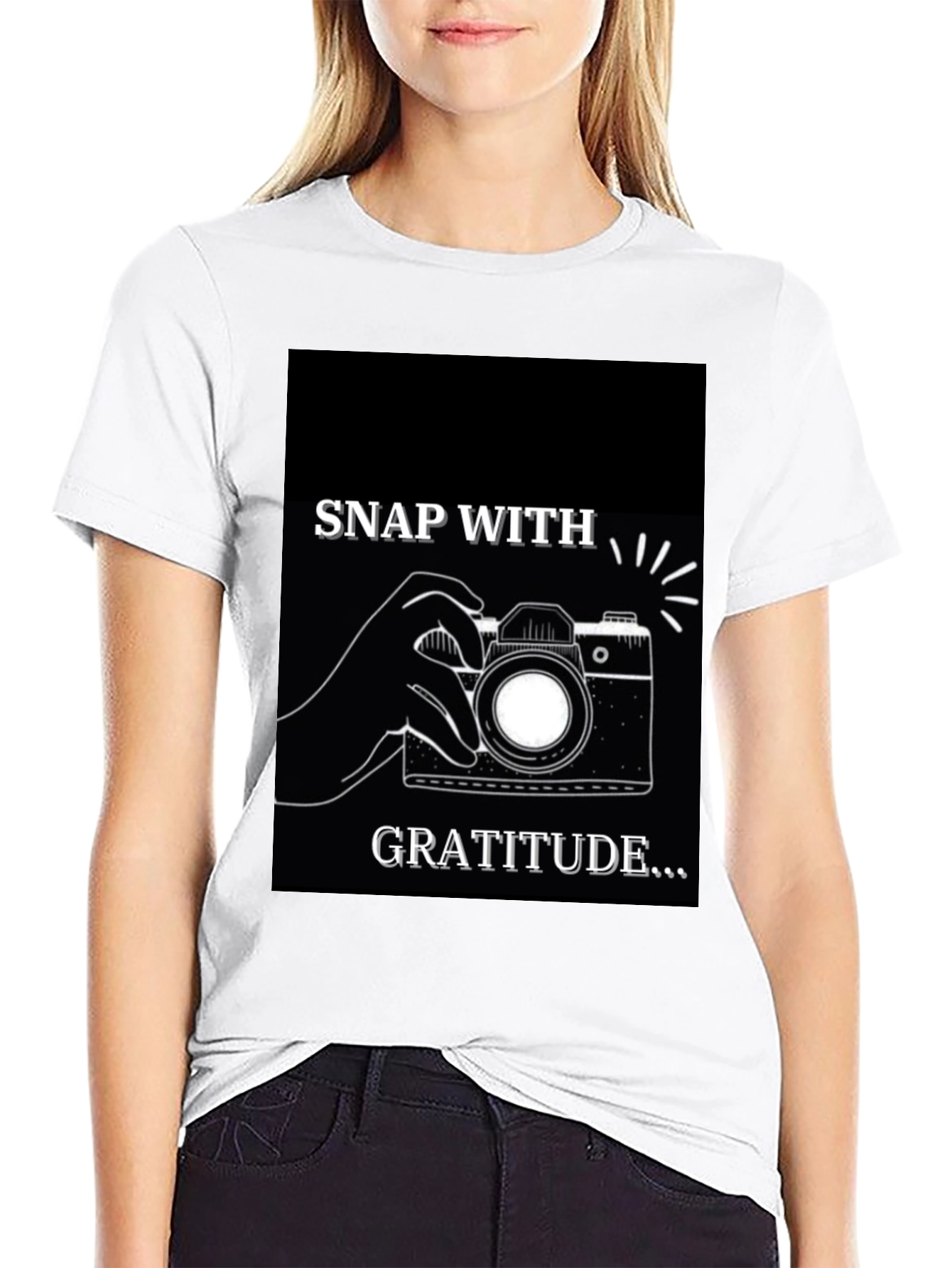 Snap With Gratitude Graphic T-Shirt - Black