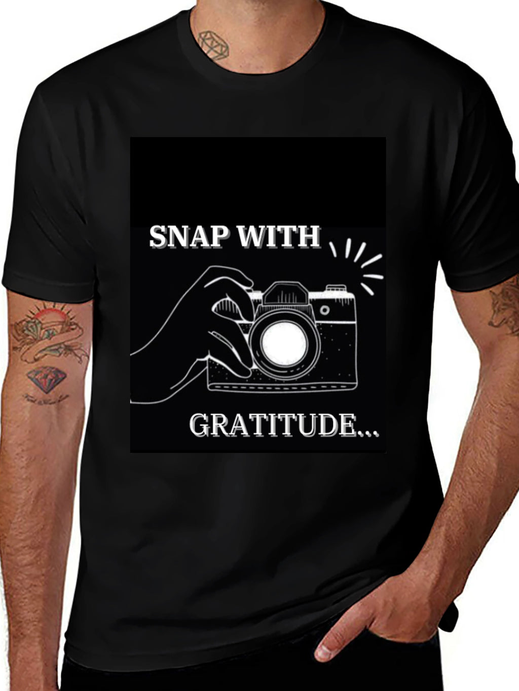 Snap With Gratitude Graphic T-Shirt - Black