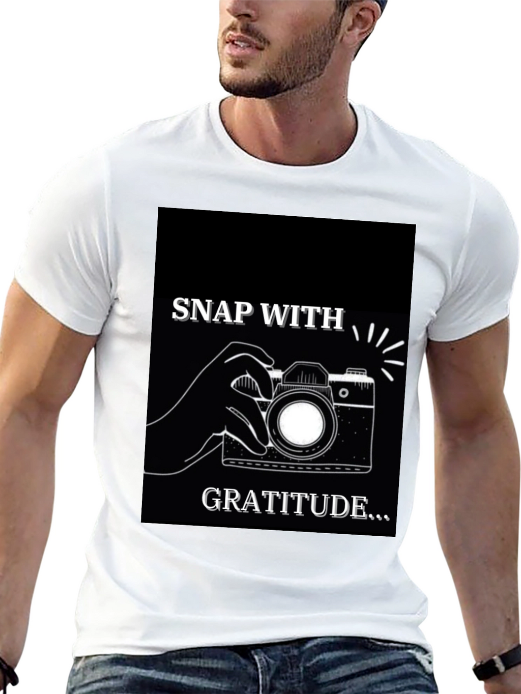 Snap With Gratitude Graphic T-Shirt - Black