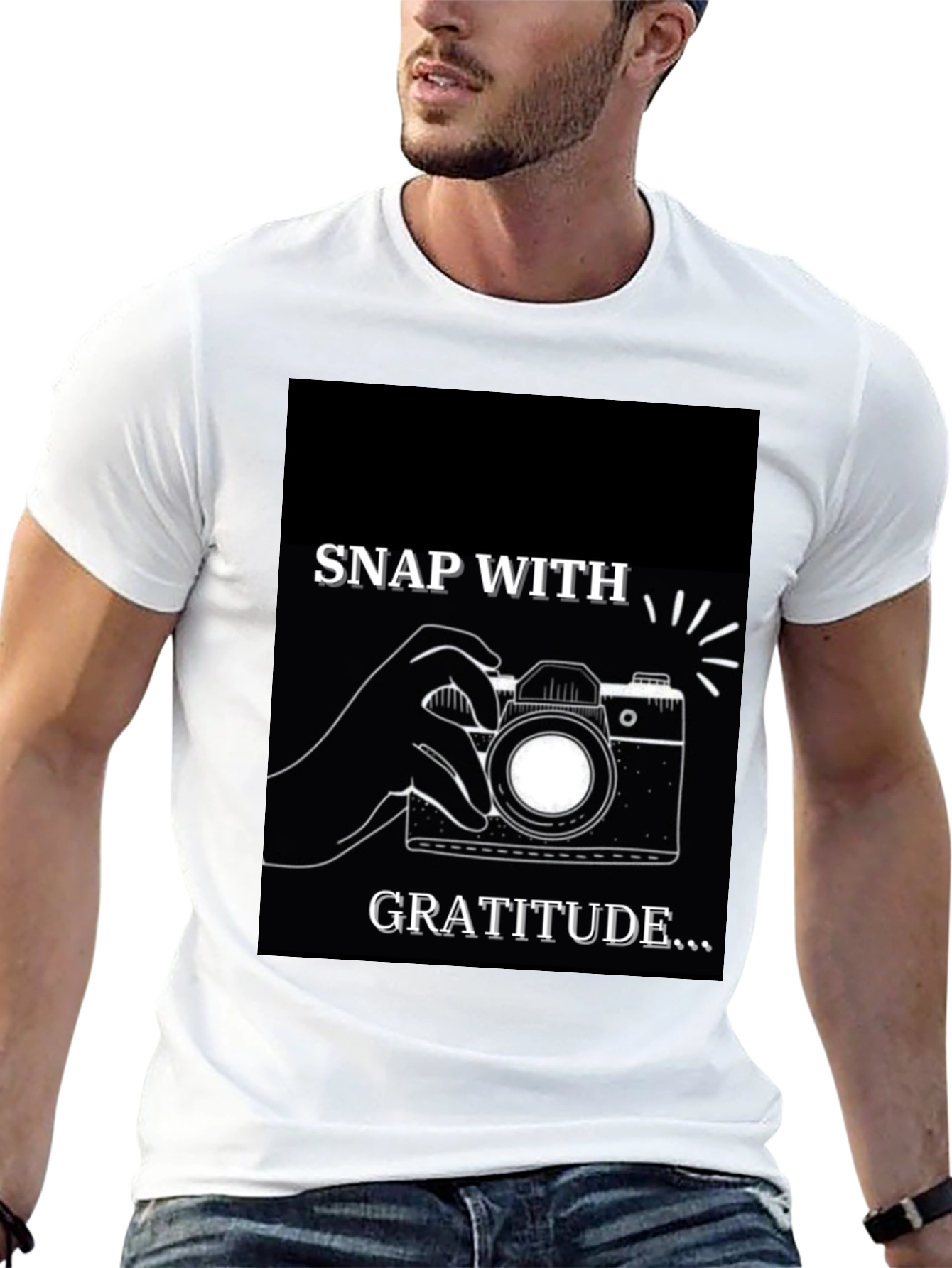 Snap With Gratitude Graphic T-Shirt - Black