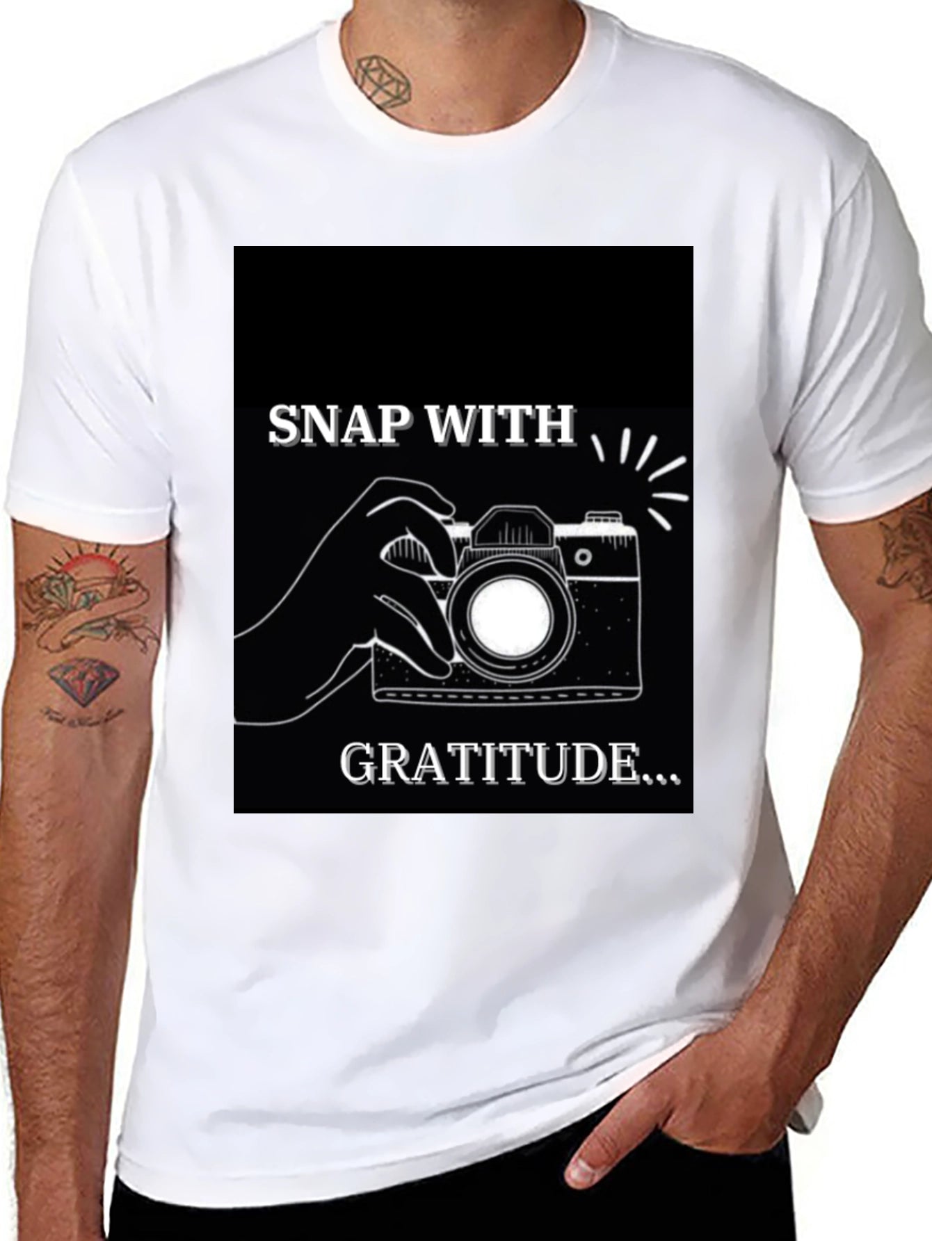 Snap With Gratitude Graphic T-Shirt - Black