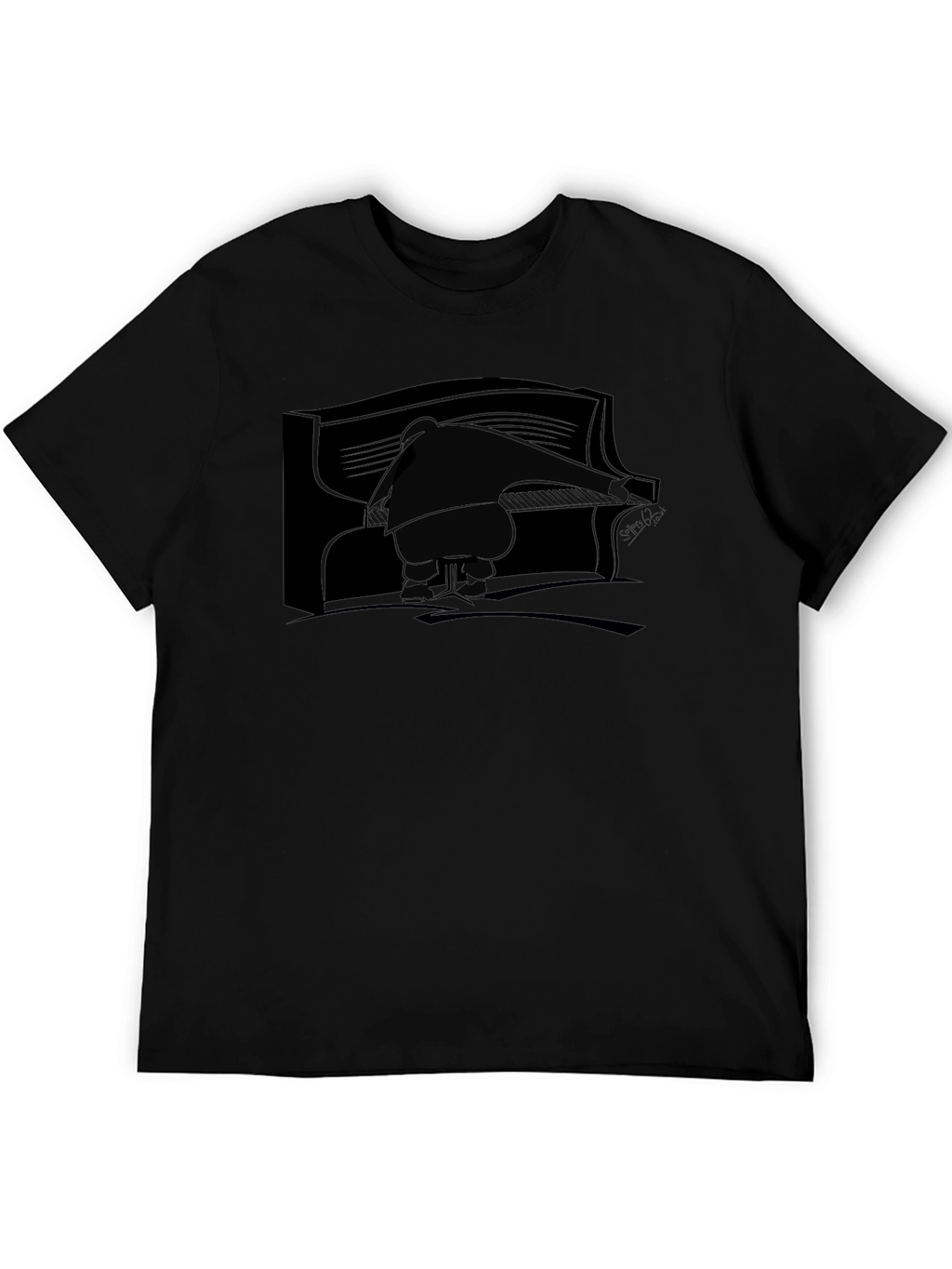 Piano Player Graphic Tee - Black Cotton T-Shirt