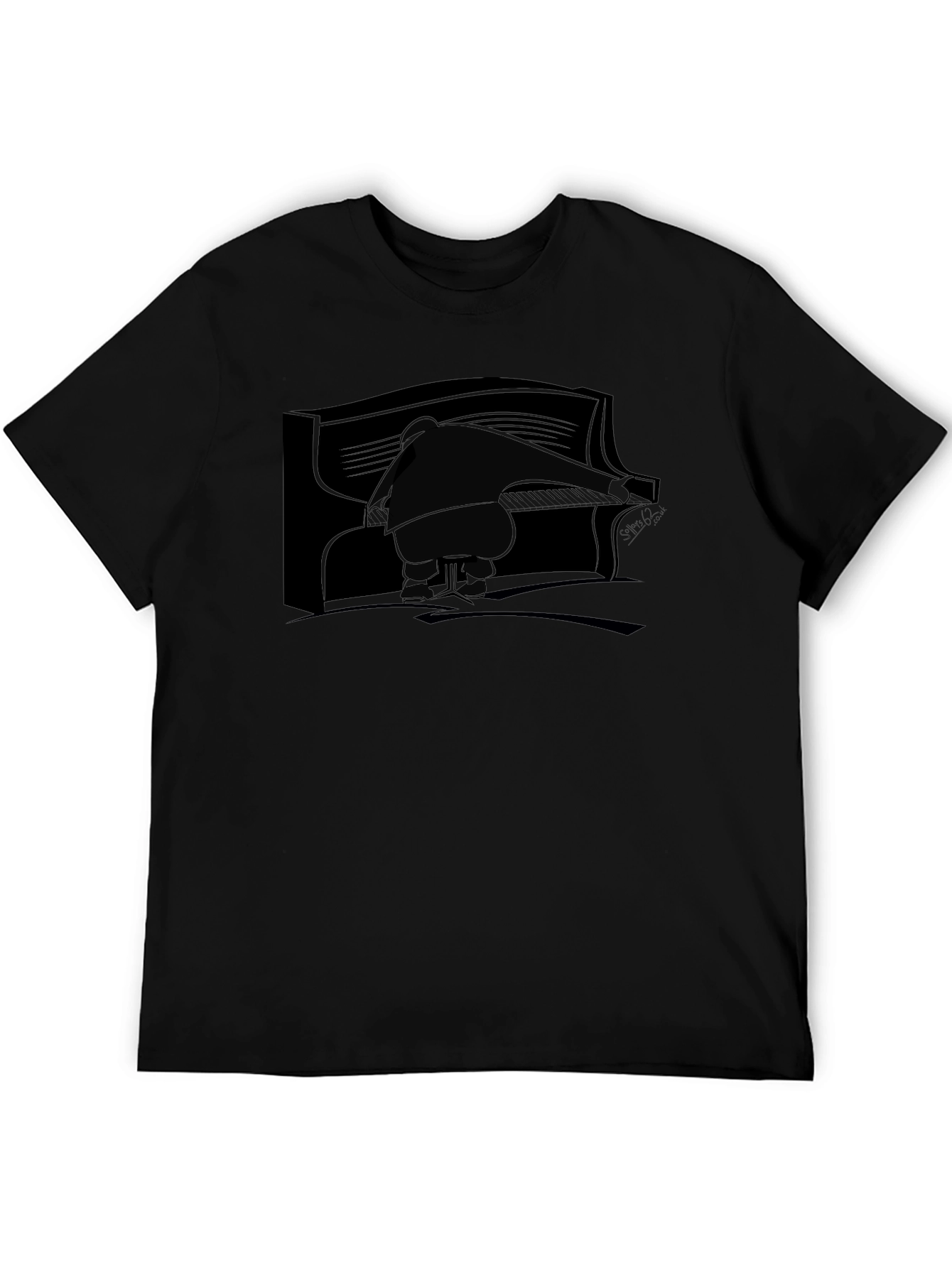 Piano Player Graphic Tee - Black Cotton T-Shirt