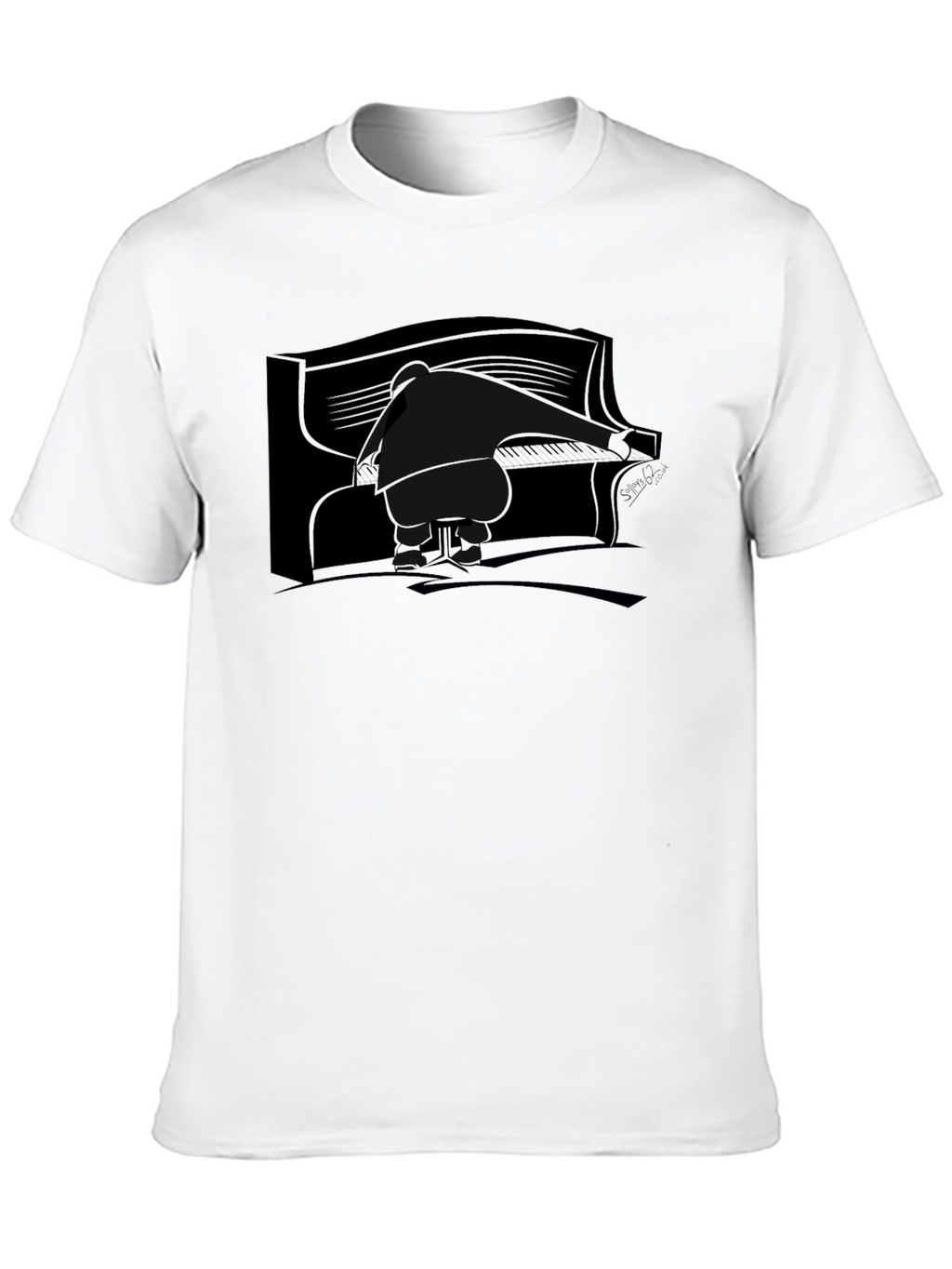 Piano Player Graphic Tee - Black Cotton T-Shirt