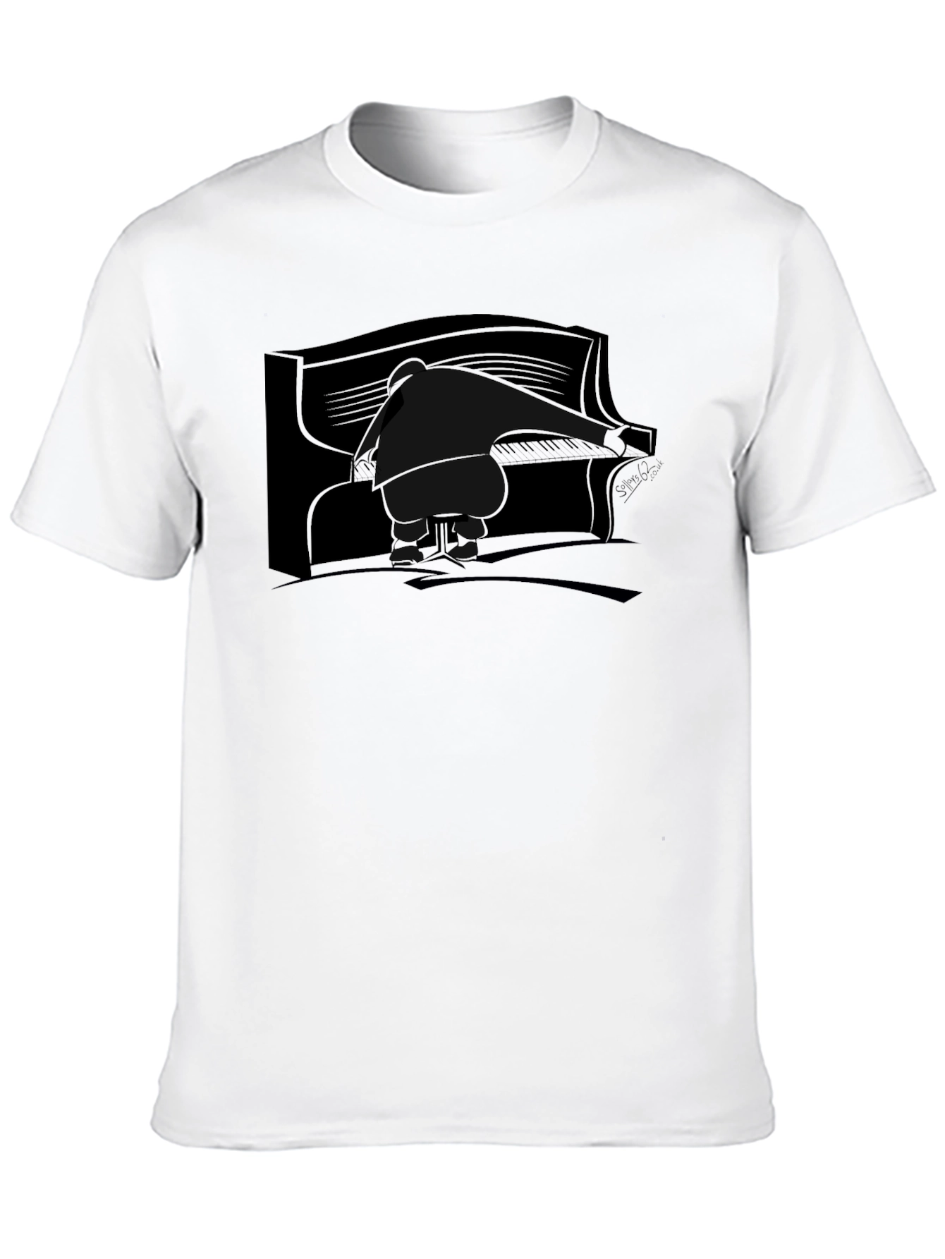 Piano Player Graphic Tee - Black Cotton T-Shirt