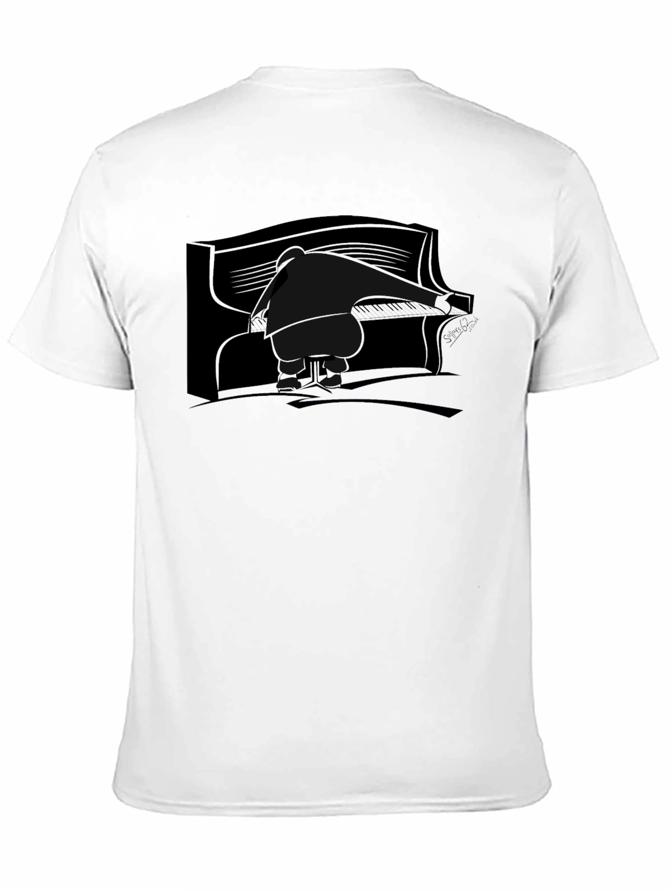 Piano Player Graphic Tee - Black Cotton T-Shirt