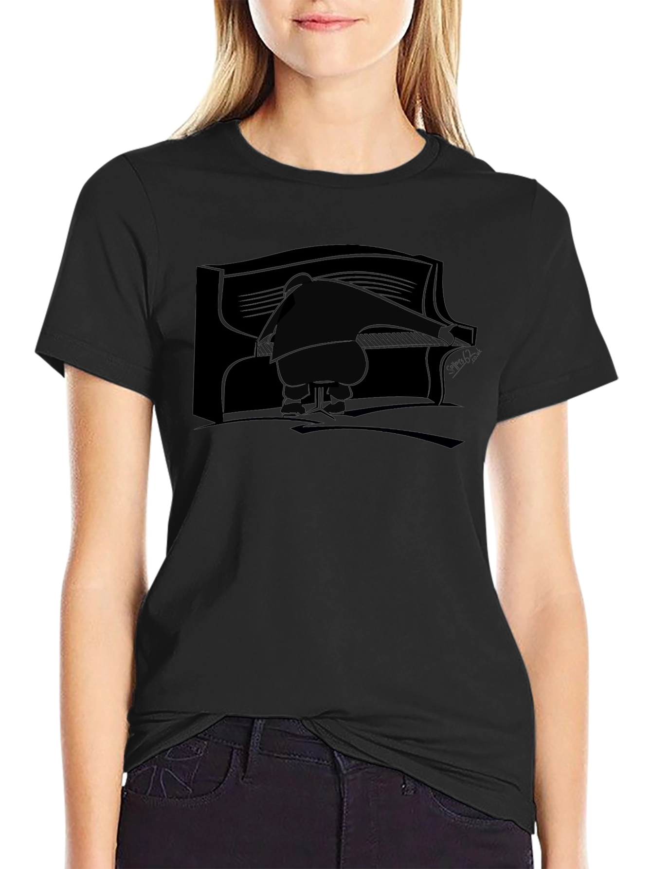 Piano Player Graphic Tee - Black Cotton T-Shirt