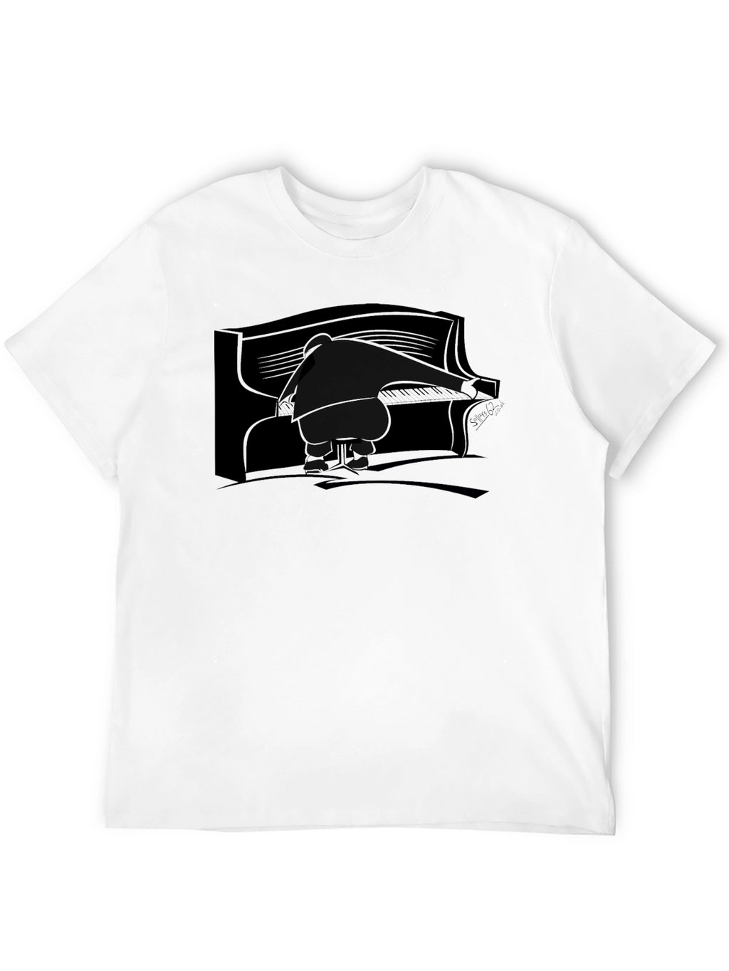 Piano Player Graphic Tee - Black Cotton T-Shirt