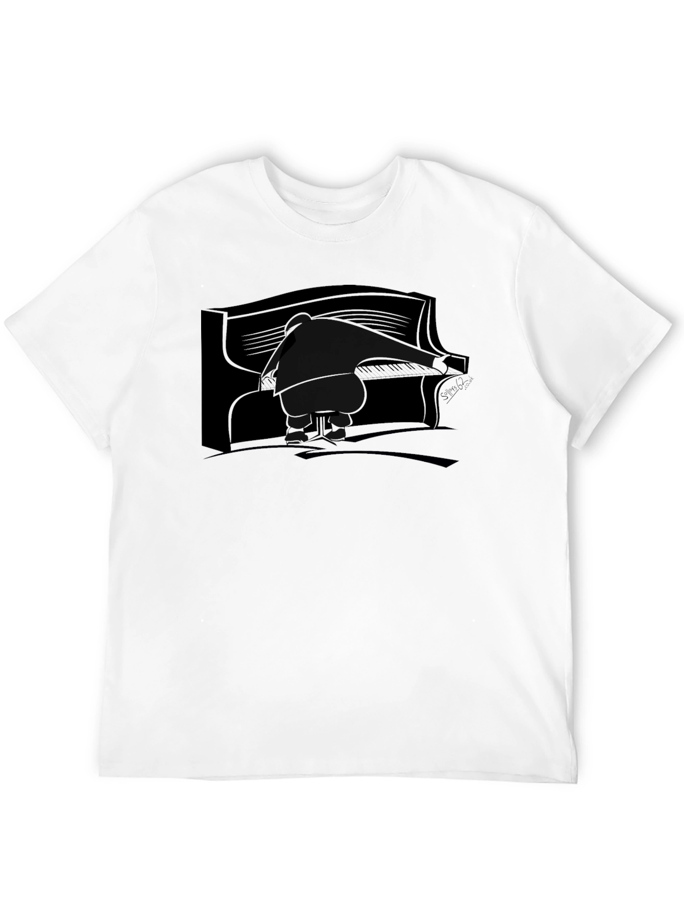 Piano Player Graphic Tee - Black Cotton T-Shirt