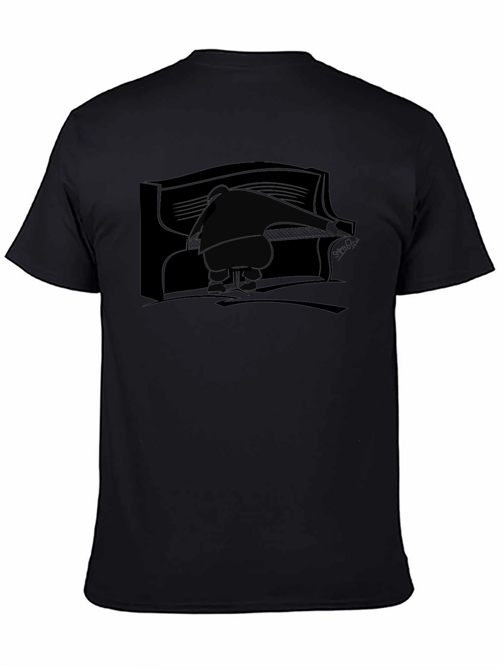 Piano Player Graphic Tee - Black Cotton T-Shirt