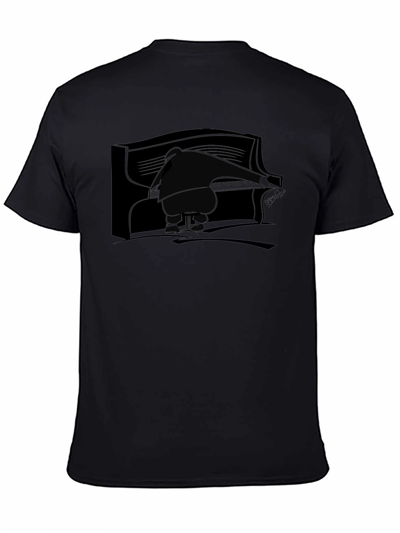 Piano Player Graphic Tee - Black Cotton T-Shirt