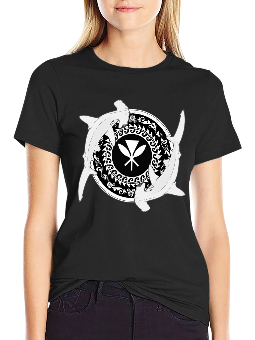 Shark & Paddle T-Shirt - Black Graphic Tee