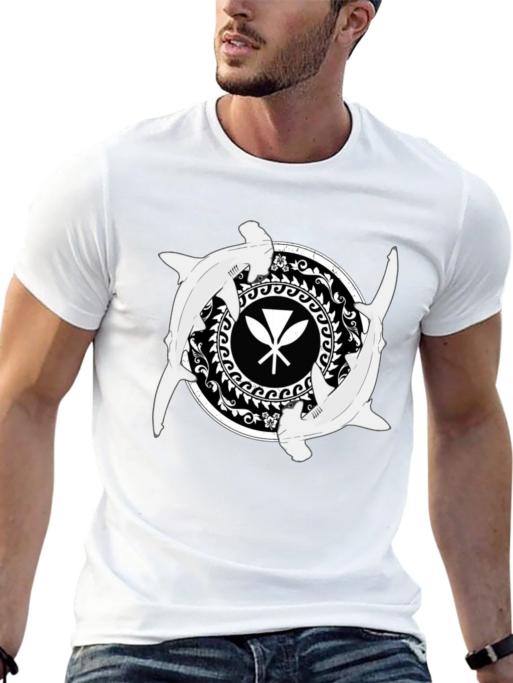 Shark & Paddle T-Shirt - Black Graphic Tee